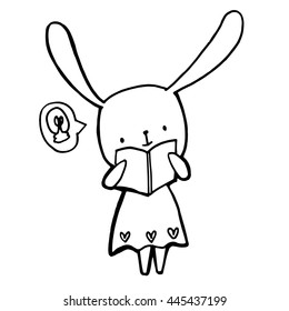 vector Cute little bunny reading lamp posts ideas up.