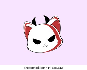 Vector cute little cat the devil is waiting for you to stroke it.
