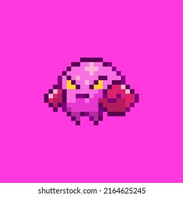 vector cute little character pink pixel art