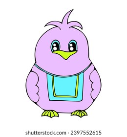 vectorial lindo niño de pollo de color púrpura, línea negra, contorno sobre un fondo blanco aislado, para diseño, creatividad, impresión, arte, pegatina