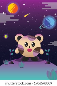 Vector Cute Little Creature and Galaxy