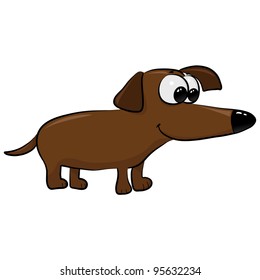 vector cute little dog dachshund, cartoon, isolated on white background