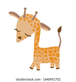 Vector of cute little giraffe in cartoon style.Isolated on white background