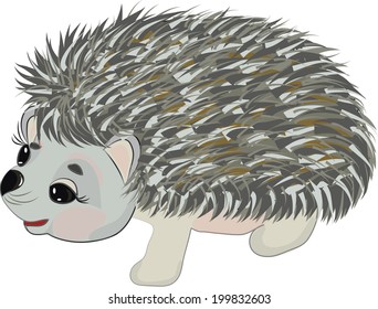 vector cute little hedgehog with spiky needles