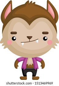 A Vector Of Cute Little Kid In Halloween Werewolf Costume