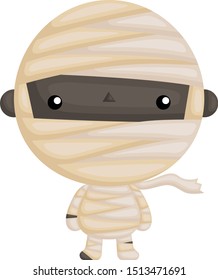 A Vector of Cute Little Kid in Halloween Mummy Costume