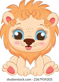 Vector of a cute little lion