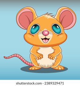 vector cute little mouse with big ears cartoon character