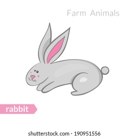 Vector cute little rabbit isolated background in doodle style