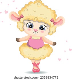 Vector Cute Little Sheep Ballerina