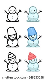 Vector cute little snowmen