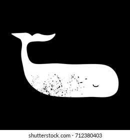 Vector cute little whale illustration. Picture, label, print for clothes and other, element for design and other.