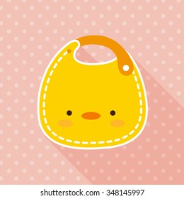 vector cute little yellow duck baby bib / flat icon