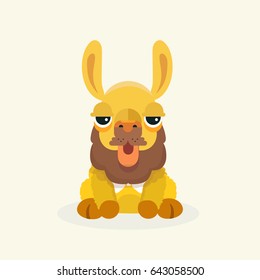 Vector cute llama or alpaca illustration. Funny animal.