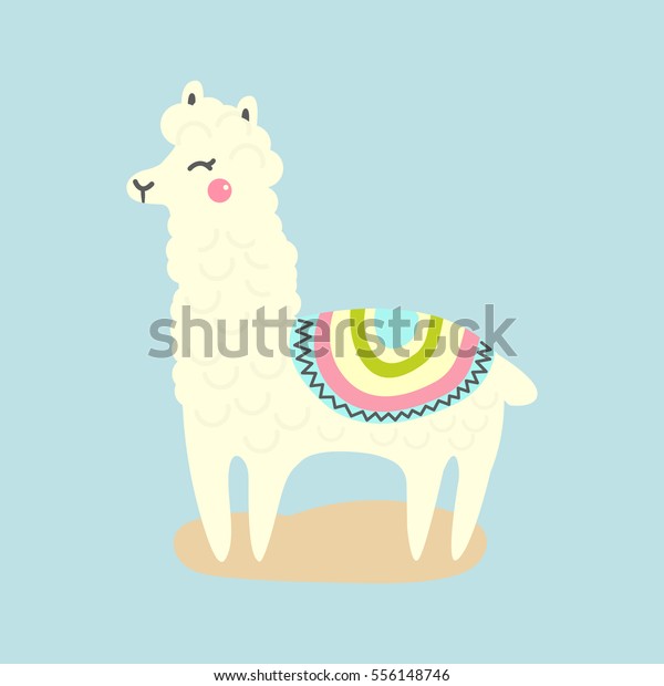 Vector Cute Llama Alpaca Illustration Funny のベクター画像素材 ロイヤリティフリー