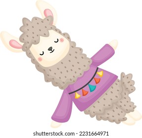 a vector of a cute llama doing yoga