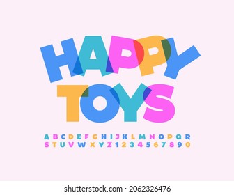 Vector cute logo Kids Store. Childish Alphabet Letters and Numbers set. Artistic watercolor Font