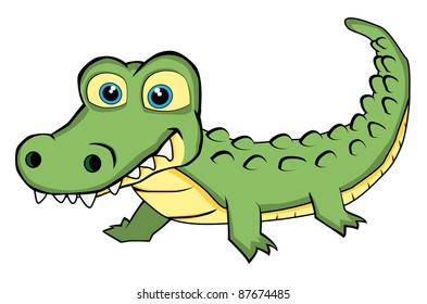 Vector of a Cute Looking Crocodile