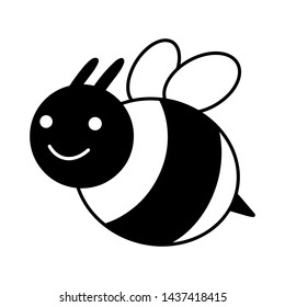 Vector cute looking engraving illustration of honey bee - Vector EPS