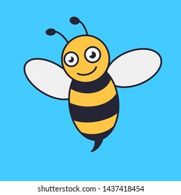 Vector cute looking engraving illustration of honey bee - Vector EPS