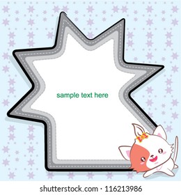 vector cute lovely blue bird stars label tag