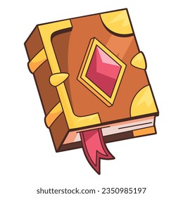 vector cute magic book medieval fantasy cartoon illustration isolated