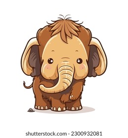 vector cute mammoth cartoon style