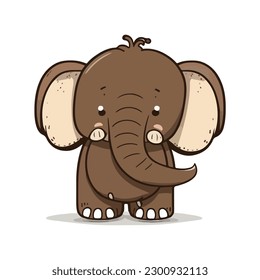 vector cute mammoth cartoon style