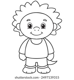 Vector cute man  illustration of on white background. Jobs and occupations concept. Cartoon characters. Education and school kids coloring page, printable, activity, worksheet, flashcard.