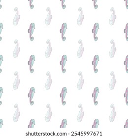 Vector Cute Marine Life Animals Seamless Pattern. Great Repeat pattern for textile, wallpaper, background, for kids designs.