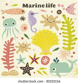 vector cute marinelife