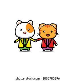 Vector cute marmot and cat design