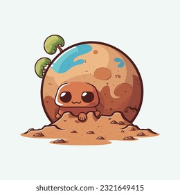 vector cute mars cartoon style