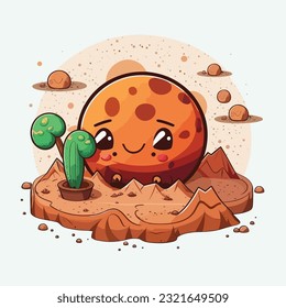 vector cute mars cartoon style