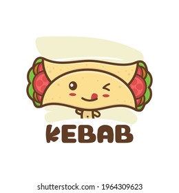 vector cute mascot kebab. suitable for use as a logo, packaging, menu, sticker etc.