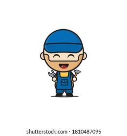 Vektor Cute Mechanical Icon Illustration. Einzeln auf weißem Hintergrund. Cartoon Style Passend für Sticker, Web Landing Pages, Banner, Flyer, Maskottchen, Poster.