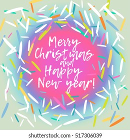 Vector cute Merry Christmas and Happy new year template card background