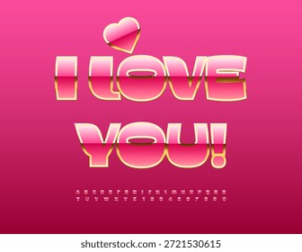 Vector Lindo mensaje Te amo! Fuente romántica chic. Conjunto de letras y números de alfabeto con estilo.