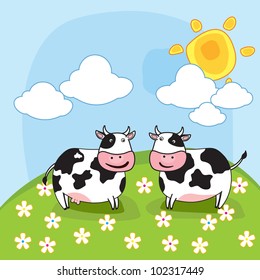 The vector cute milk cow