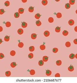 Vector cute mini tomato illustration motif seamless repeat pattern fashion fabric home decor print textile digital artwork