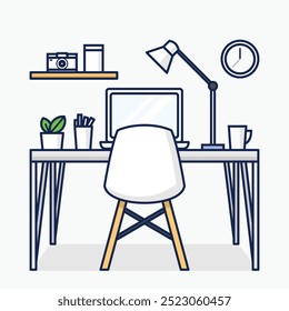 Vector Cute Minimalist Workspace Setup design
