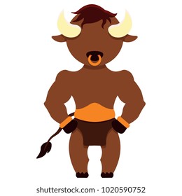 Vector cute minotaur colorful isolated