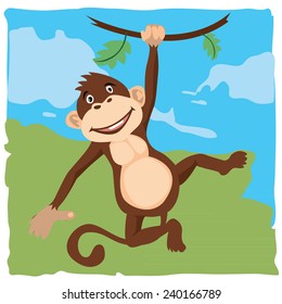 vector cute monkey