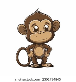 vector cute monkey cartoon style