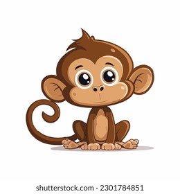 vector cute monkey cartoon style