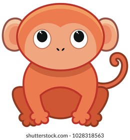 Vector cute monkey colorful contoured isolated