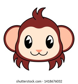 Vector Cute Monkey Face Isolated On White Background.-EPS10