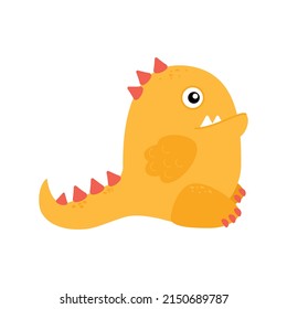 Vector cute monster, dragon. Illustration of alien in flat style.