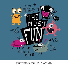 vector lindo ilustración de monstruo para niños impresión de camisetas 