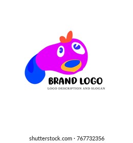 Vector cute monster logo for kids. Logo for toy shop